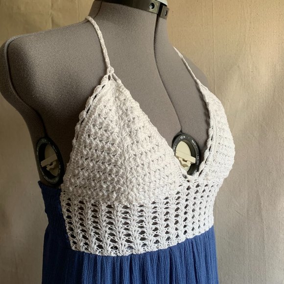 Summer | Missguided Crochet-Top Halter Dress, Shirred Back | US Size 2 - Picture 2 of 10